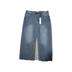 Nicole Miller Maxi Skirt Woman's Size 10 - Stretch Blue Front Slit Denim